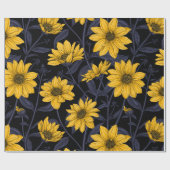 Zonnewortel, wilde zonnebloem in geel en blauw cadeaupapier (Vlak)