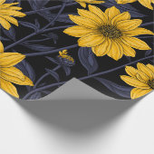 Zonnewortel, wilde zonnebloem in geel en blauw cadeaupapier (Hoek)