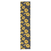 Zonnewortel, wilde zonnebloem in geel en blauw korte tafelloper (Voorkant)