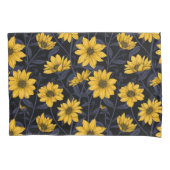 Zonnewortel, wilde zonnebloem in geel en blauw kussensloop (Voorkant-Links)