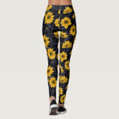 Zonnewortel, wilde zonnebloem in geel en blauw leggings (Achterkant)