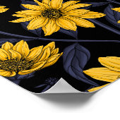 Zonnewortel, wilde zonnebloem in geel en blauw poster (Hoek)