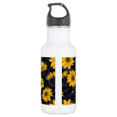 Zonnewortel, wilde zonnebloem in geel en blauw waterfles (Achterkant)