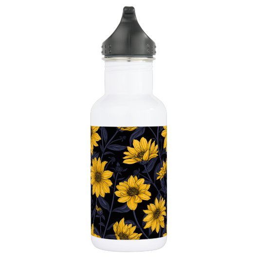 Zonnewortel, wilde zonnebloem in geel en blauw waterfles  (Rechts)