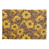 Zonnewortel, wilde zonnebloem in geel en bruin kussensloop (Achterkant-Links)