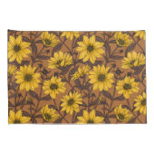 Zonnewortel, wilde zonnebloem in geel en bruin kussensloop (Achterkant-Rechts)