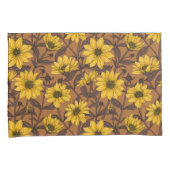 Zonnewortel, wilde zonnebloem in geel en bruin kussensloop (Voorkant-Rechts)