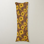 Zonnewortel, wilde zonnebloem in geel en bruin lichaamskussen (Voorkant Verticaal)