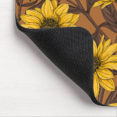 Zonnewortel, wilde zonnebloem in geel en bruin muismat (Hoek)