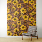 Zonnewortel, wilde zonnebloem in geel en bruin wandkleed (In situ)