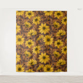 Zonnewortel, wilde zonnebloem in geel en bruin wandkleed (Voorkant)