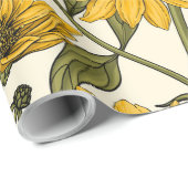 Zonnewortel, wilde zonnebloem op off white cadeaupapier (Rol Hoek)