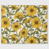 Zonnewortel, wilde zonnebloem op off white cadeaupapier (Vlak)