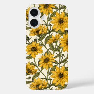 Zonnewortel, wilde zonnebloem op off white iPhone 16 hoesje