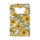 Zonnewortel, wilde zonnebloem op off white creditkaart flessenopener (Achterkant)