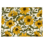 Zonnewortel, wilde zonnebloem op off white groot cadeauzakje (Voorkant)