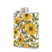 Zonnewortel, wilde zonnebloem op off white heupfles (Links)