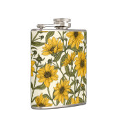 Zonnewortel, wilde zonnebloem op off white heupfles (Rechts)