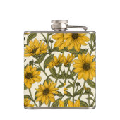 Zonnewortel, wilde zonnebloem op off white heupfles (Achterkant)