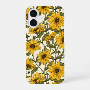 Zonnewortel, wilde zonnebloem op off white iPhone 16 hoesje