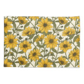 Zonnewortel, wilde zonnebloem op off white kussensloop (Achterkant-Links)