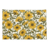 Zonnewortel, wilde zonnebloem op off white kussensloop (Achterkant-Rechts)