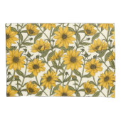 Zonnewortel, wilde zonnebloem op off white kussensloop (Voorkant-Links)