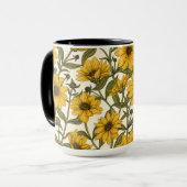 Zonnewortel, wilde zonnebloem op off white mok (Voorkant links)