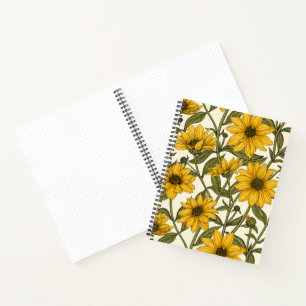 Zonnewortel, wilde zonnebloem op off white notitieboek