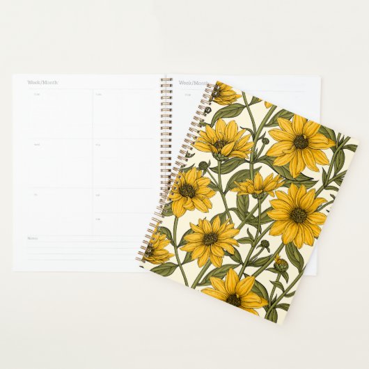 Zonnewortel, wilde zonnebloem op off white planner (Display)