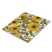 Zonnewortel, wilde zonnebloem op off white tegeltje (Zijkant)