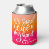 Zonnezand Drink in Hand Perzik Gradient Blikjeskoeler (Blikje Voorkant)