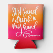 Zonnezand Drink in Hand Perzik Gradient Blikjeskoeler (Voorkant)