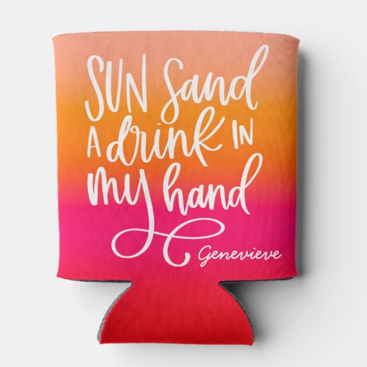 Zonnezand Drink in Hand Perzik Gradient Blikjeskoeler (Achterkant)