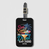 Zonnezand en een Drink In My Hand Beach Cruise Bagagelabel (Voorkant (verticaal))