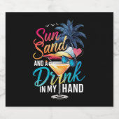Zonnezand en een Drink In My Hand Beach Cruise Bier Etiket (Enkel label)
