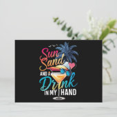 Zonnezand en een Drink In My Hand Beach Cruise Kaart (Staand voorkant)