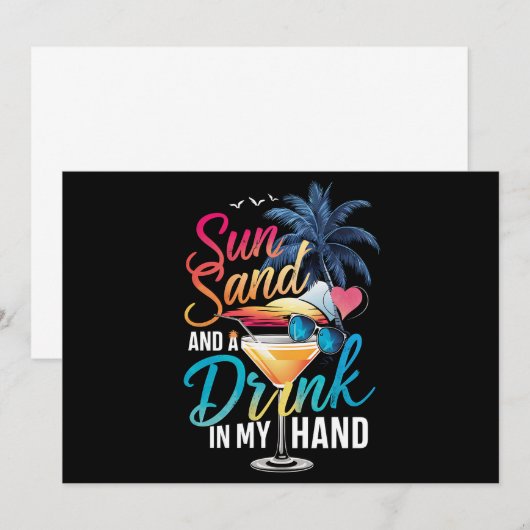 Zonnezand en een Drink In My Hand Beach Cruise Kaart (Voorkant / Achterkant)