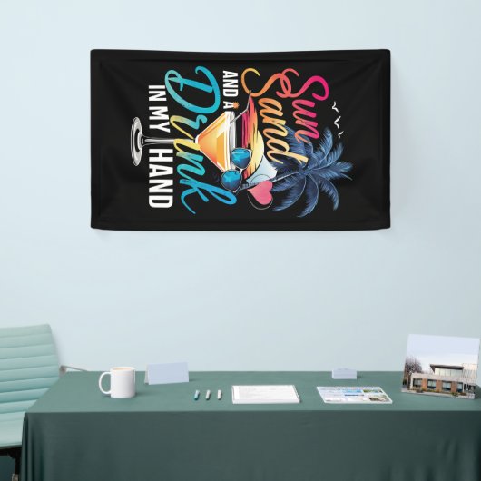 Zonnezand en een Drink In My Hand Beach Cruise Spandoek (Beurs)