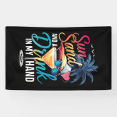 Zonnezand en een Drink In My Hand Beach Cruise Spandoek (Horizontaal)