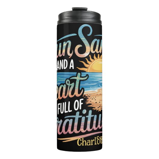 Zonnezand en een hart vol dankbaarheid thermosbeker (Voorkant)