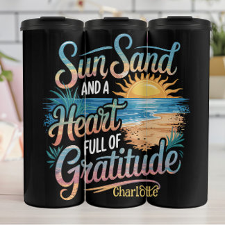Zonnezand en een hart vol dankbaarheid thermosbeker
