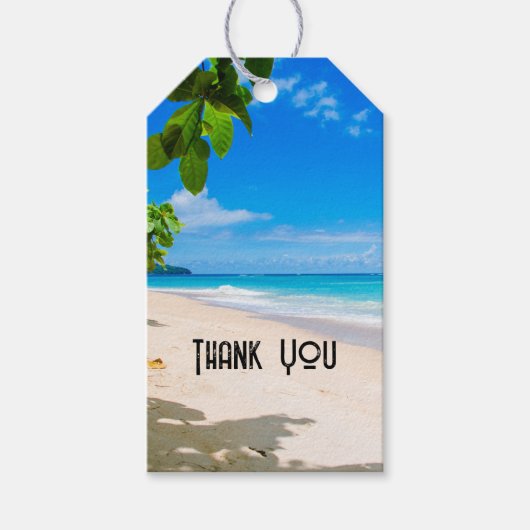 Zonnezand en Surf Tropical Beach Dank u Cadeaulabel (Voorkant)