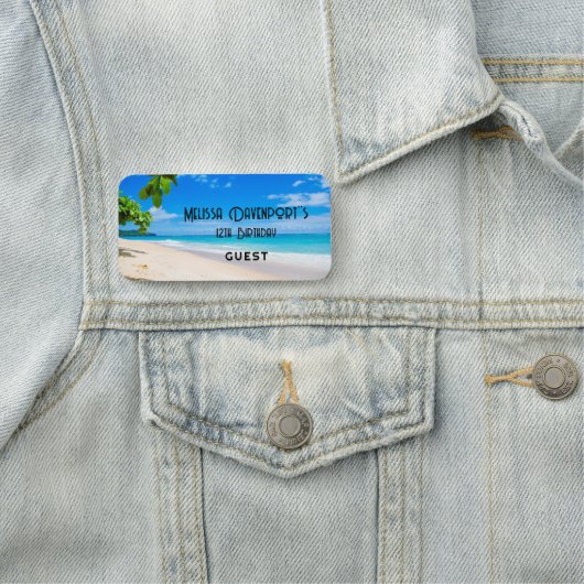 Zonnezand en Surf Tropical Beach Verjaardag Naamplaatje (In situ)