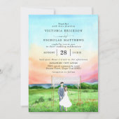 Zonnezee | Elegant Waterverf Wedding Kaart (Voorkant)