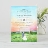 Zonnezee | Elegant Waterverf Wedding Kaart (Staand voorkant)