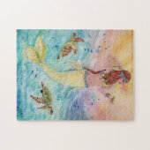 Zonnezezeemeermin van zee met puzzel van zeeen legpuzzel (Horizontaal)