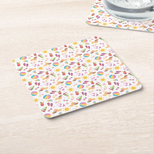 Zonnezomer Kartonnen Onderzetters (Schuin)