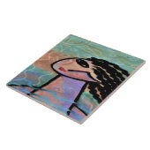 Zonnezomerdag Abstract digitaal schilderen Tegeltje (Zijkant)