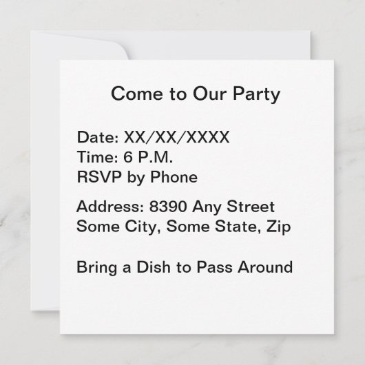 Zonnezomerfeest Kaart uitnodiging (Achterkant)